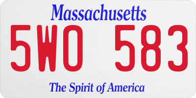 MA license plate 5WO583