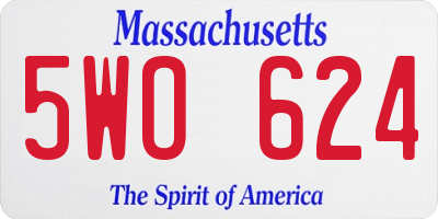 MA license plate 5WO624