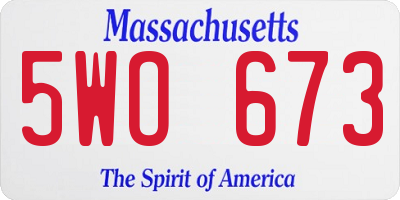MA license plate 5WO673