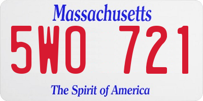 MA license plate 5WO721