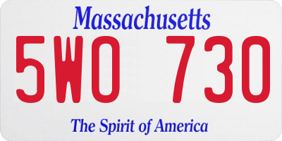 MA license plate 5WO730