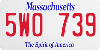 MA license plate 5WO739