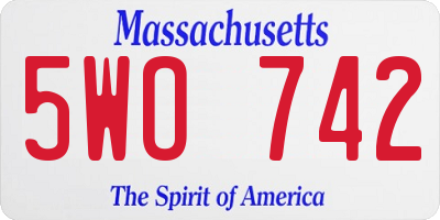 MA license plate 5WO742