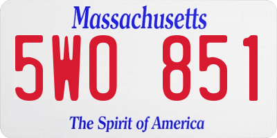 MA license plate 5WO851