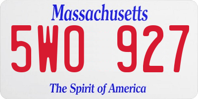 MA license plate 5WO927