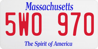MA license plate 5WO970