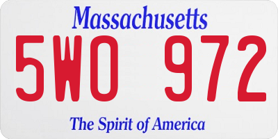 MA license plate 5WO972