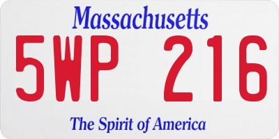 MA license plate 5WP216