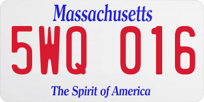 MA license plate 5WQ016