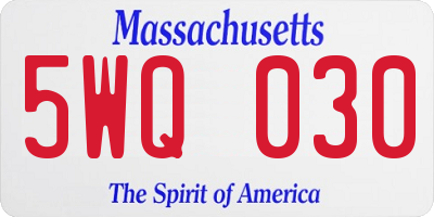 MA license plate 5WQ030