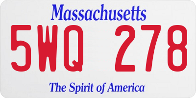 MA license plate 5WQ278