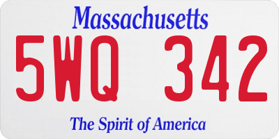 MA license plate 5WQ342