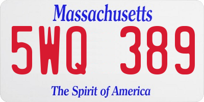 MA license plate 5WQ389