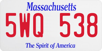 MA license plate 5WQ538