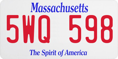 MA license plate 5WQ598