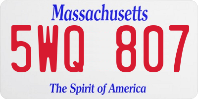 MA license plate 5WQ807