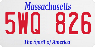 MA license plate 5WQ826