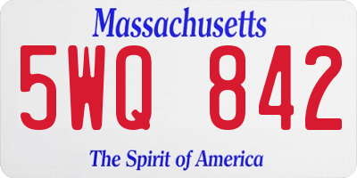 MA license plate 5WQ842