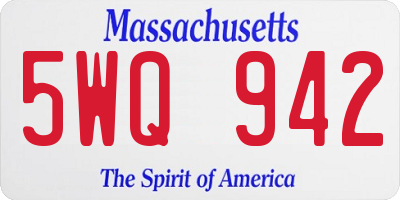 MA license plate 5WQ942