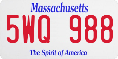MA license plate 5WQ988