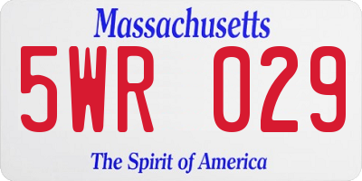 MA license plate 5WR029