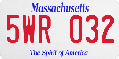 MA license plate 5WR032