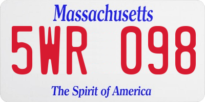 MA license plate 5WR098