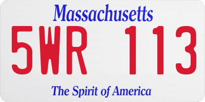 MA license plate 5WR113