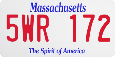 MA license plate 5WR172
