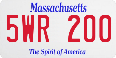 MA license plate 5WR200