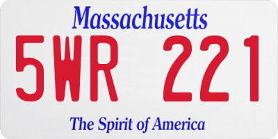 MA license plate 5WR221