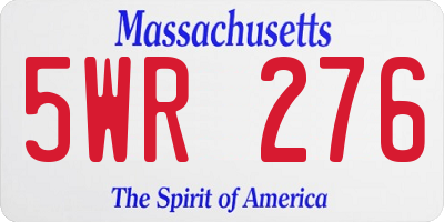 MA license plate 5WR276