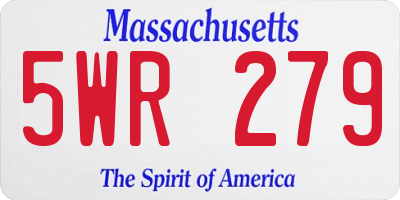 MA license plate 5WR279
