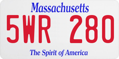 MA license plate 5WR280