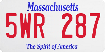 MA license plate 5WR287