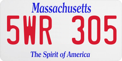 MA license plate 5WR305