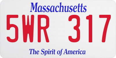 MA license plate 5WR317