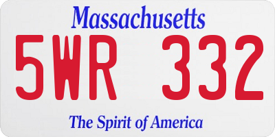 MA license plate 5WR332