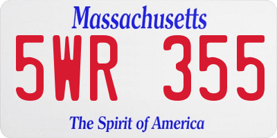 MA license plate 5WR355