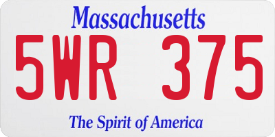 MA license plate 5WR375