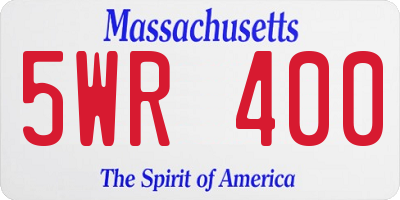 MA license plate 5WR400