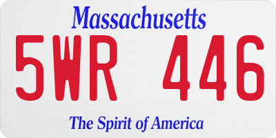 MA license plate 5WR446