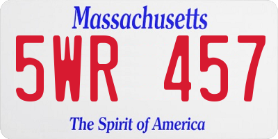 MA license plate 5WR457