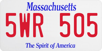 MA license plate 5WR505