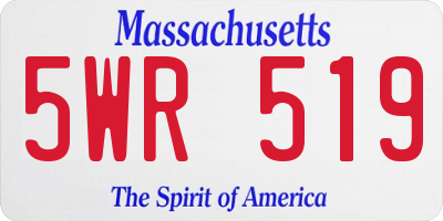 MA license plate 5WR519