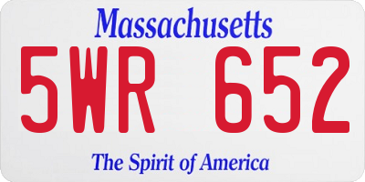 MA license plate 5WR652