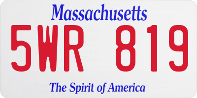 MA license plate 5WR819
