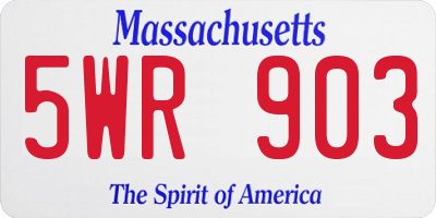 MA license plate 5WR903