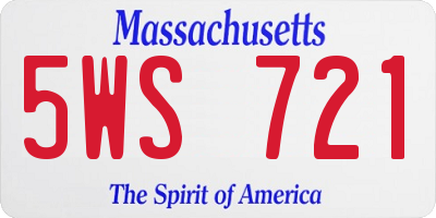 MA license plate 5WS721