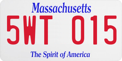 MA license plate 5WT015